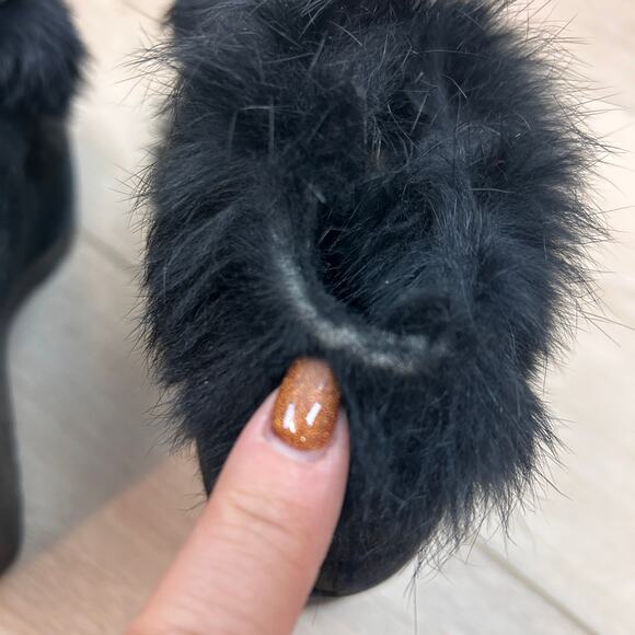 COACH Kataya Black Suede and rabbit fur Wedge Booties size 6.5 - Picture 11 of 12